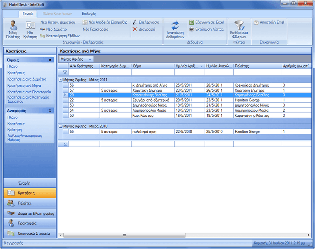 HotelDesk — Hotel Desk Reservations List (στιγμιότυπο οθόνης)